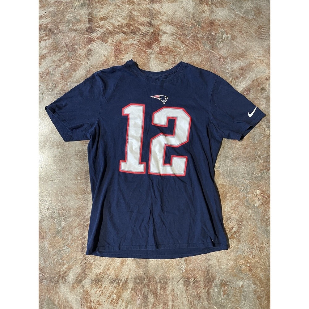 NIKE #12 NE Patriots‎ Superbowl XLIX TOM BRADY Football T Shirt Size L